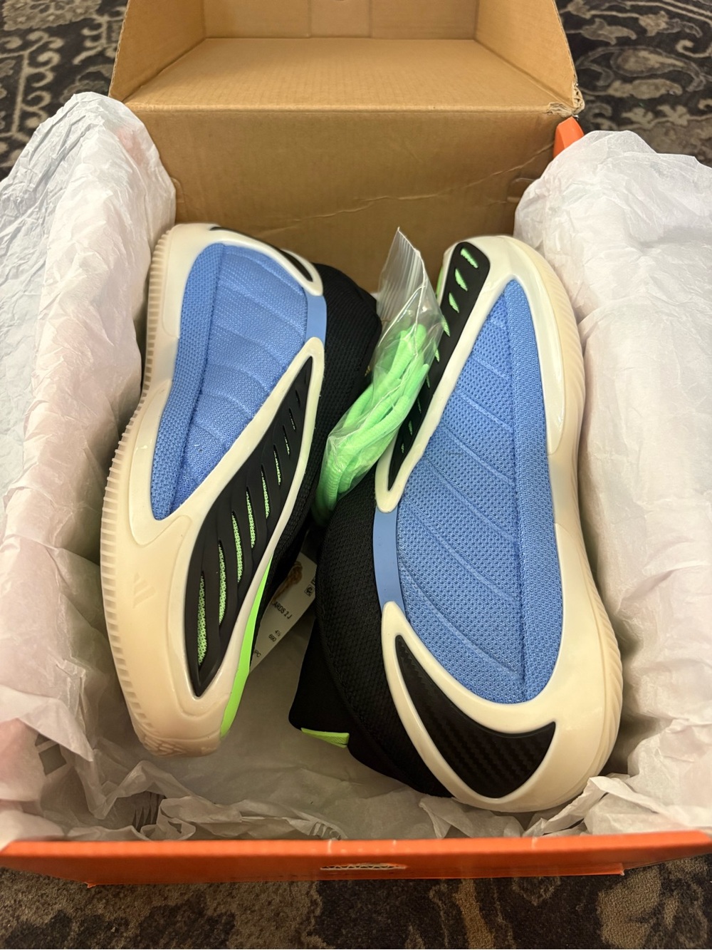 Anthony Edwards 2 Basketball Shoes - Color: Blue/Black/Green Size: Kids 5 (New)